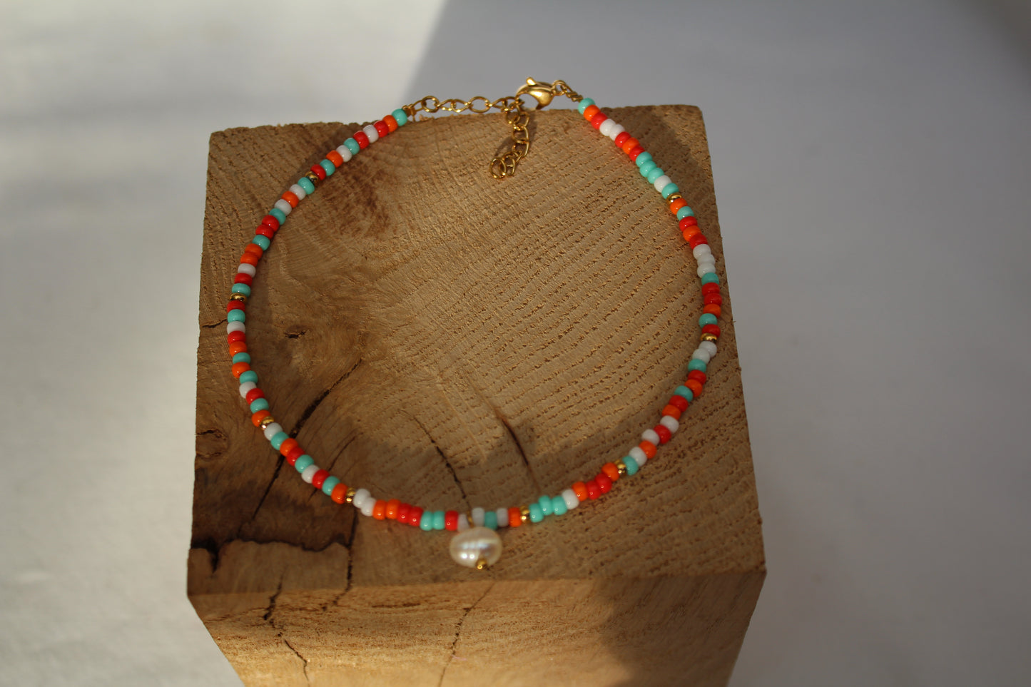 BRACELET DE CHEVILLE MIA / rouge, orange, turquoise