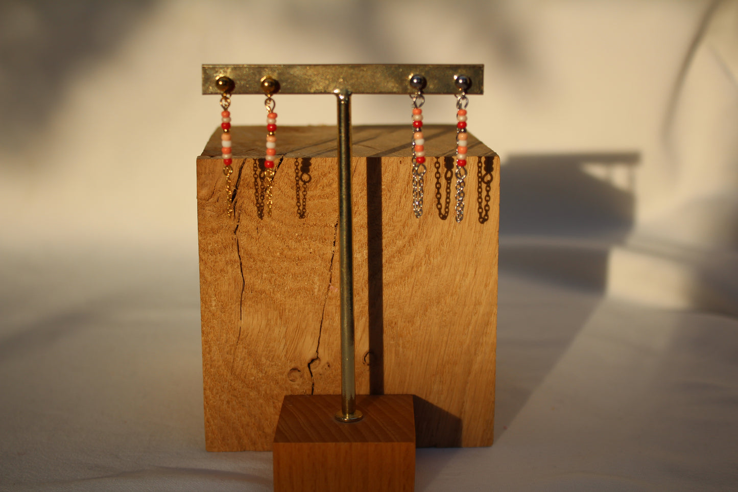 BOUCLES D'OREILLES ZOE / rouge, pêche, beige