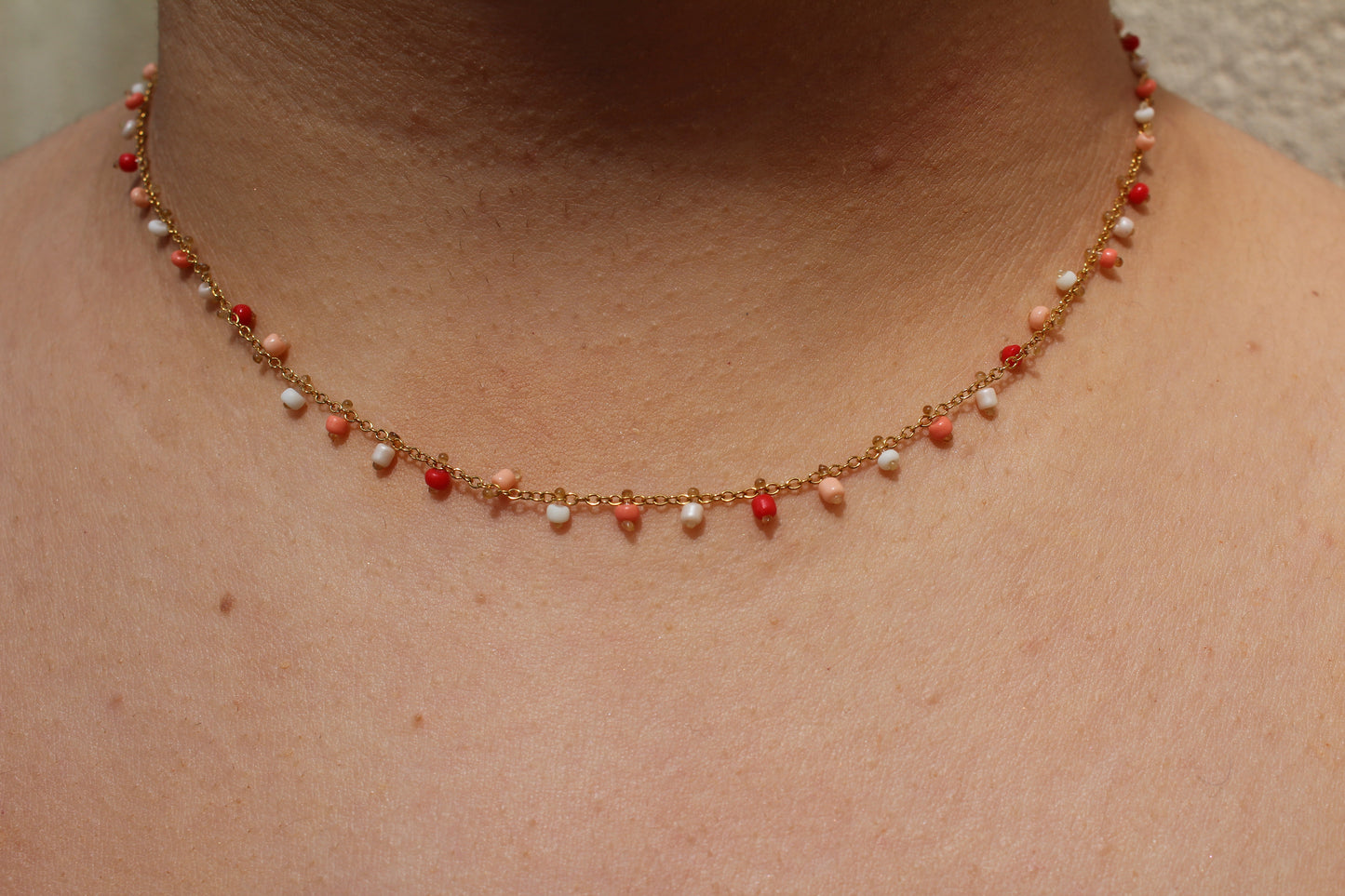 COLLIER SUMMER / rouge, pêche, beige