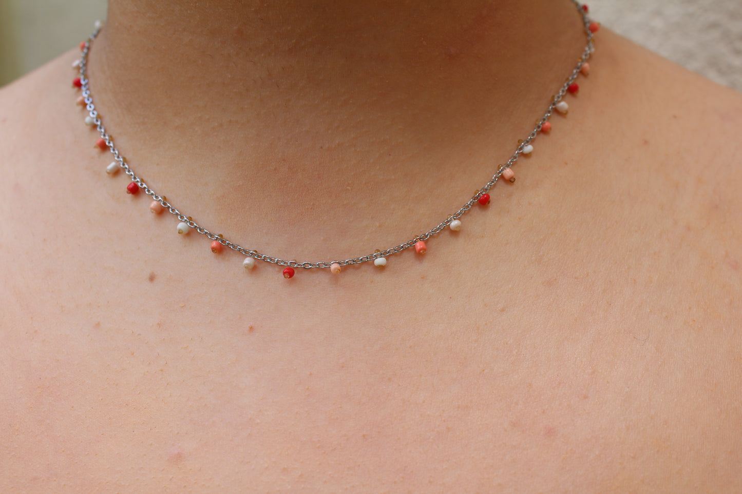 COLLIER SUMMER / rouge, pêche, beige