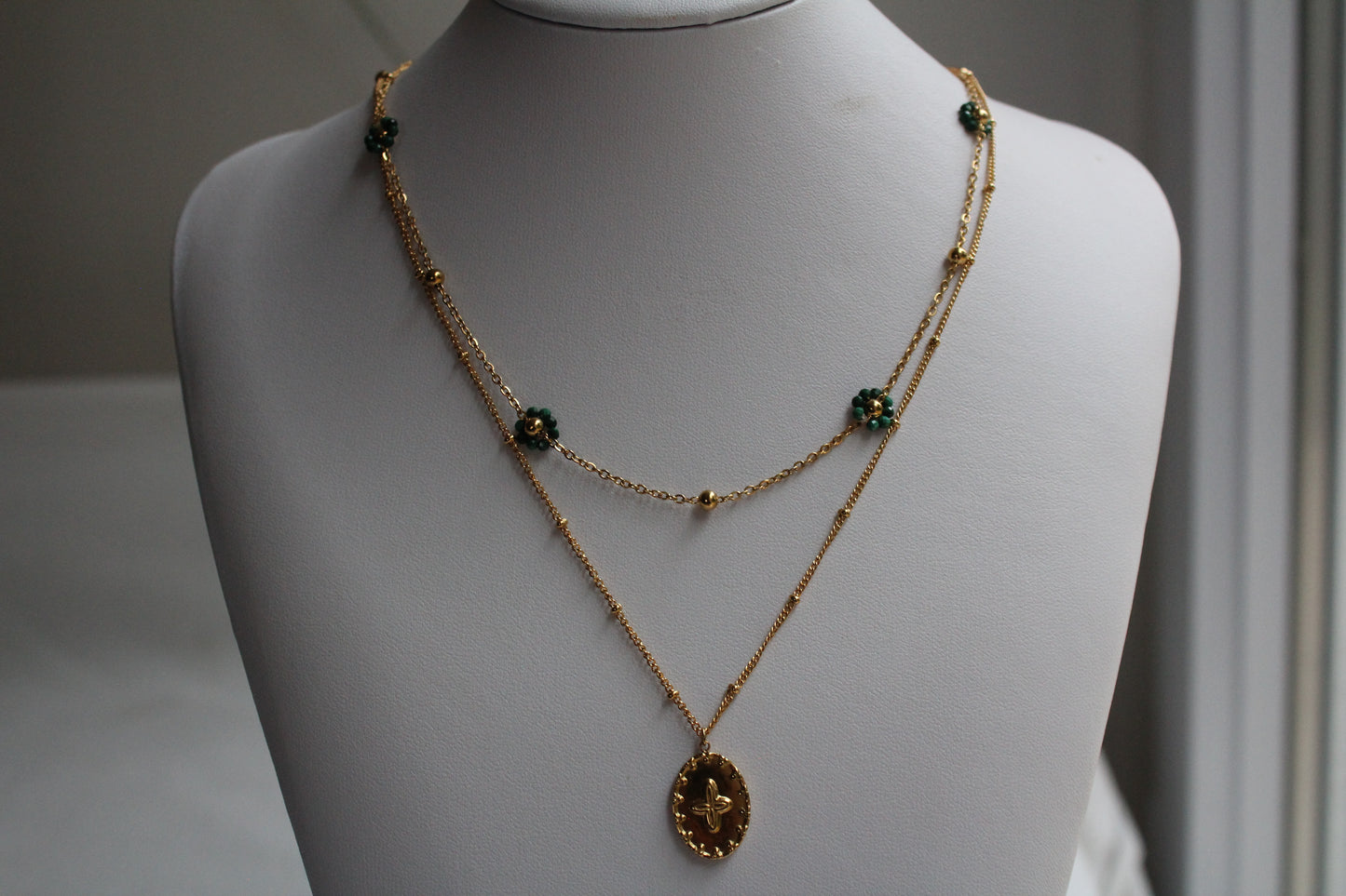 COLLIER FLOWER / Malachite