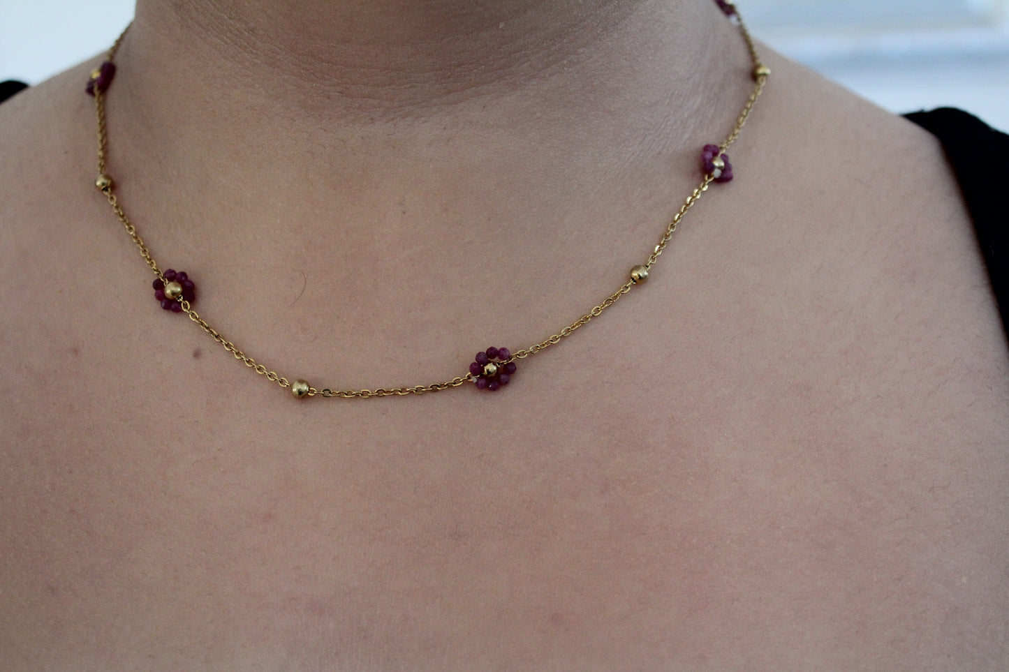 COLLIER FLOWER / Rubis