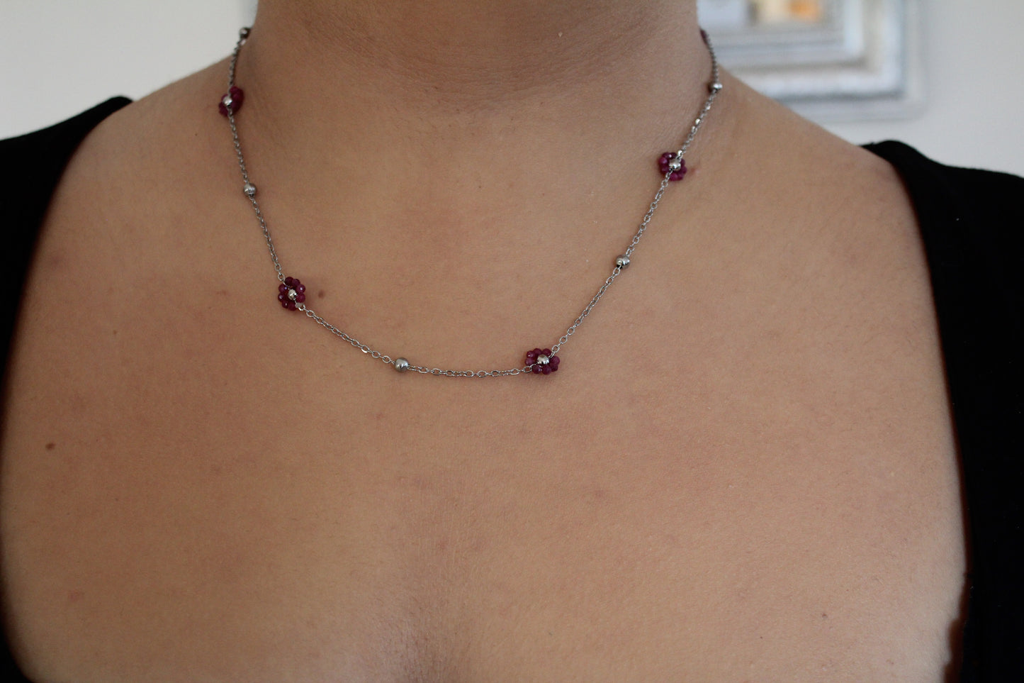 COLLIER FLOWER / Rubis