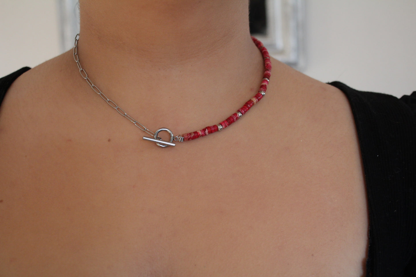 COLLIER LILAS / Jaspe impérial Rouge