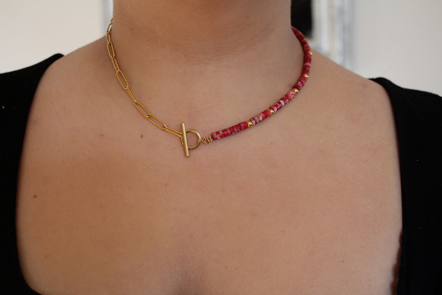 COLLIER LILAS / Jaspe impérial Rouge