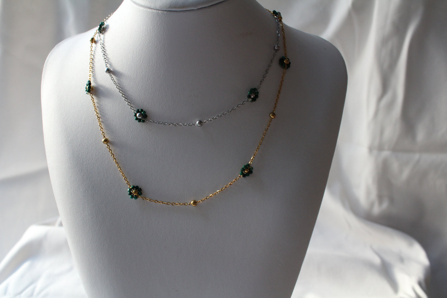 COLLIER FLOWER / Malachite