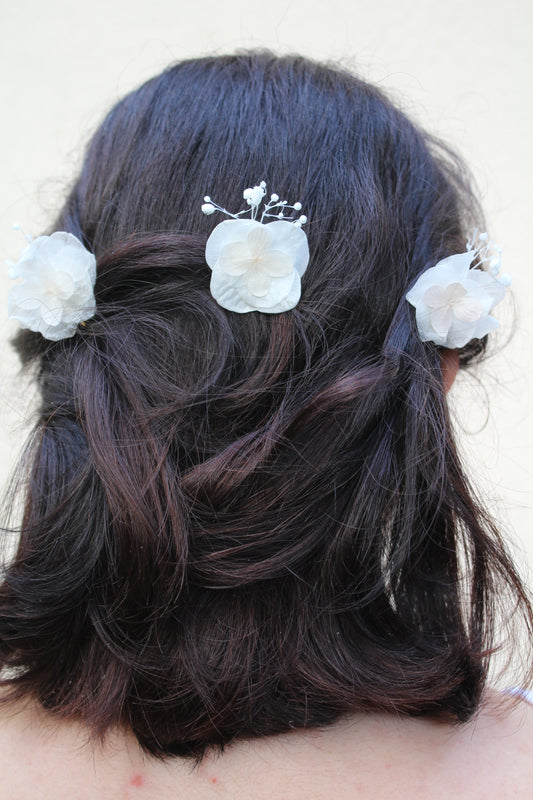 PICS A CHEVEUX / fleurs blanches x3 ou x5