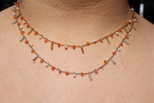 COLLIER IRIS / orange et beige