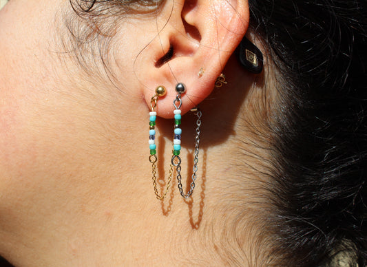 BOUCLES D'OREILLES ZOE / bleu, turquoise, vert