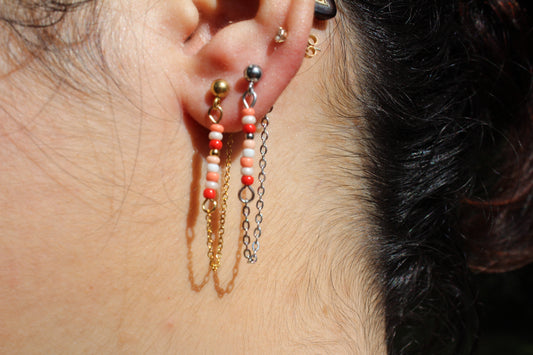 BOUCLES D'OREILLES ZOE / rouge, pêche, beige